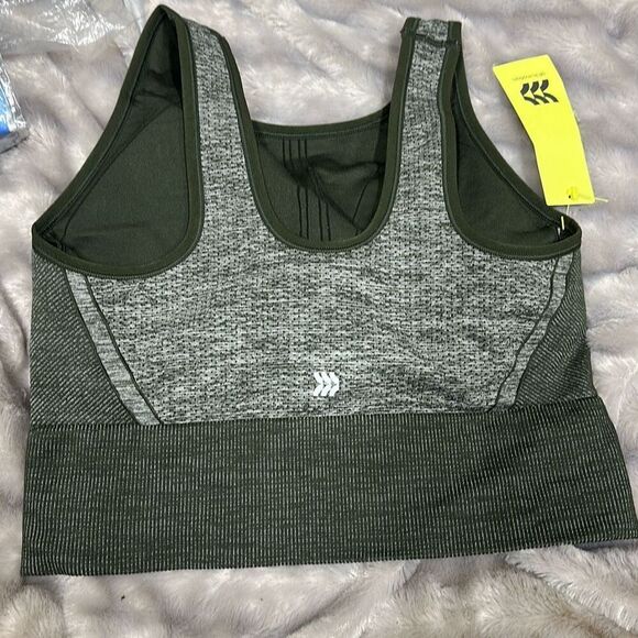 Women's Plus Size Medium Support Longline Seamless Bra - All in Motion™ Green Ol - Picture 3 of 3